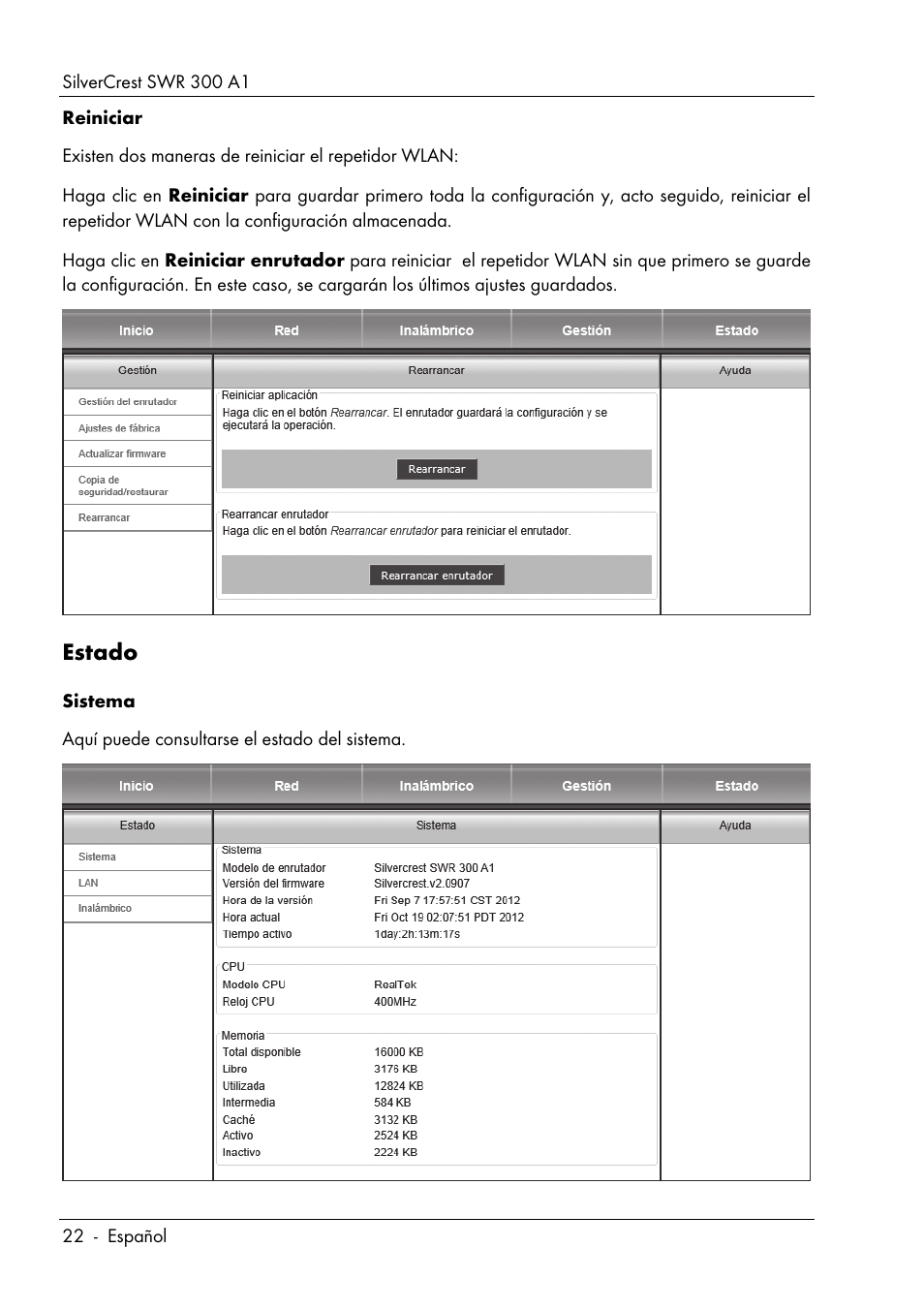 Estado | Silvercrest SWR 300 A1 User Manual | Page 24 / 112