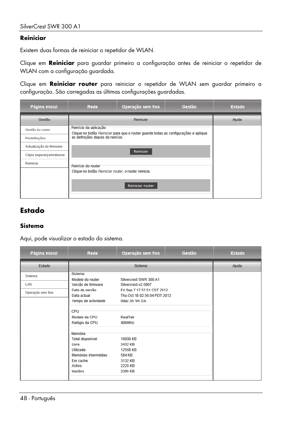Estado | Silvercrest SWR 300 A1 User Manual | Page 50 / 112