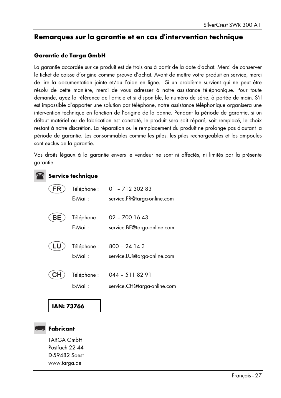 Silvercrest SWR 300 A1 User Manual | Page 29 / 112