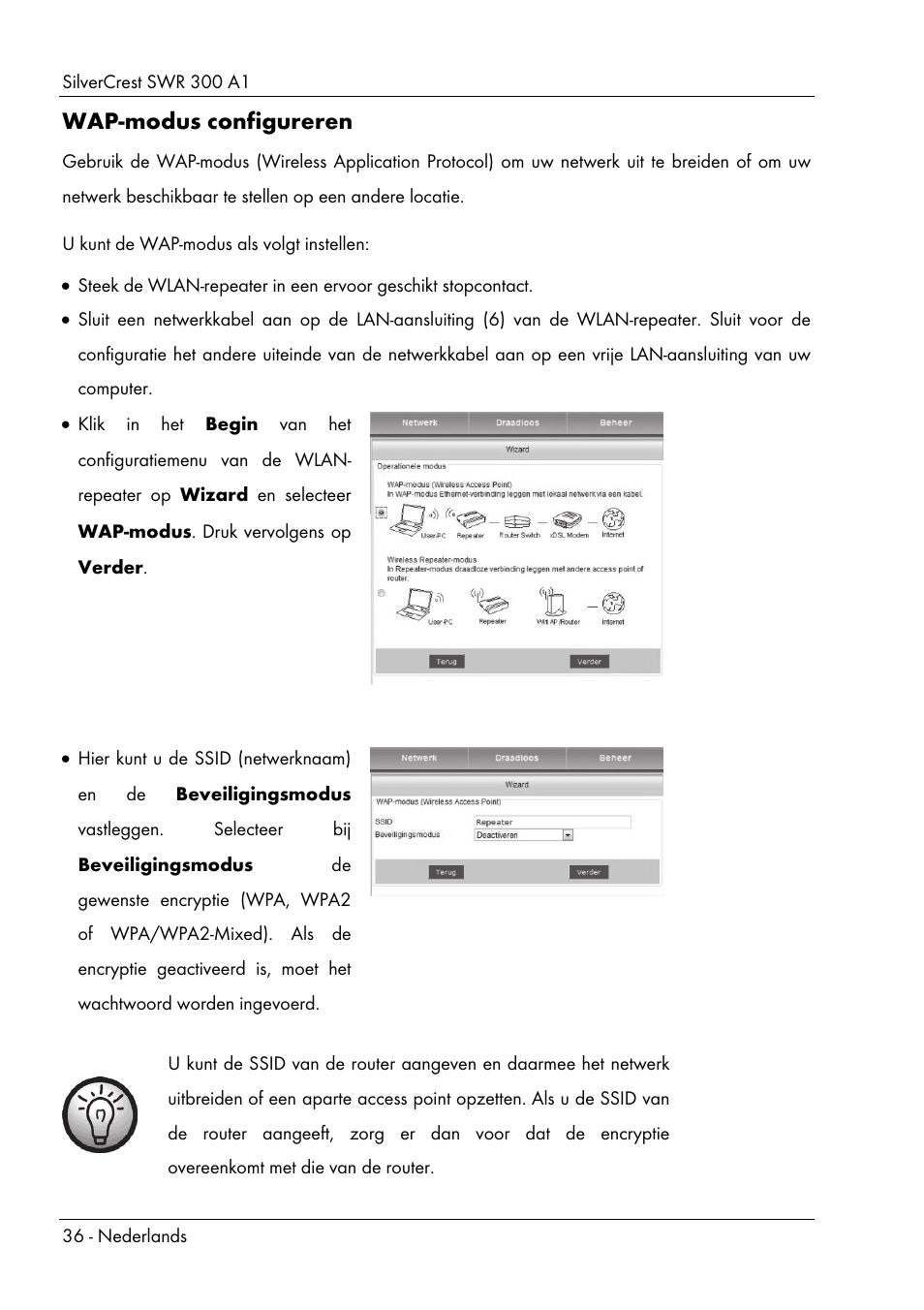 Wap-modus configureren | Silvercrest SWR 300 A1 User Manual | Page 38 / 112