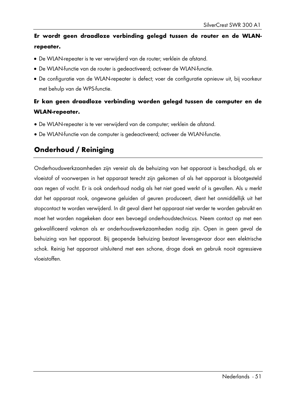Onderhoud / reiniging | Silvercrest SWR 300 A1 User Manual | Page 53 / 112