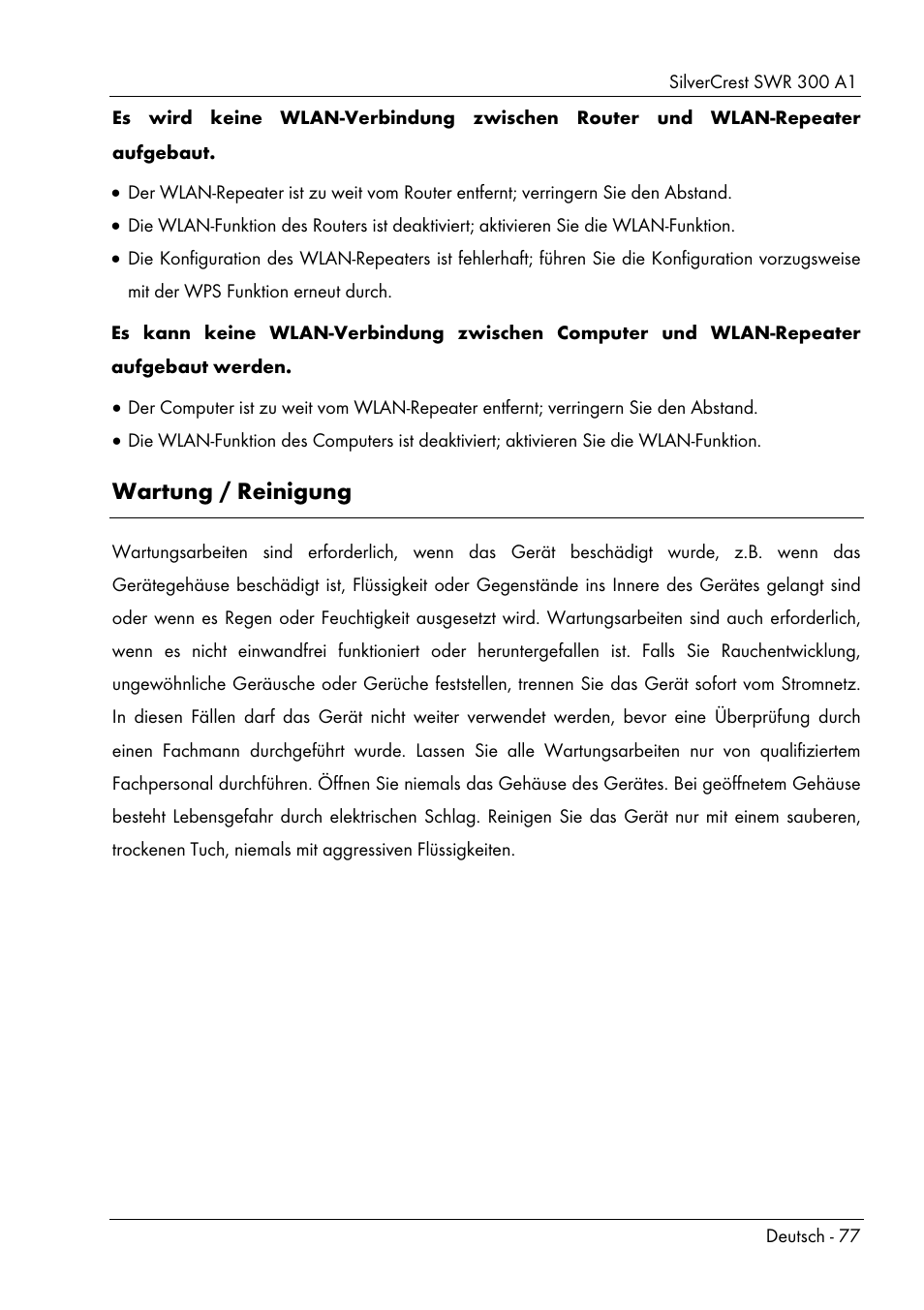 Wartung / reinigung | Silvercrest SWR 300 A1 User Manual | Page 79 / 112