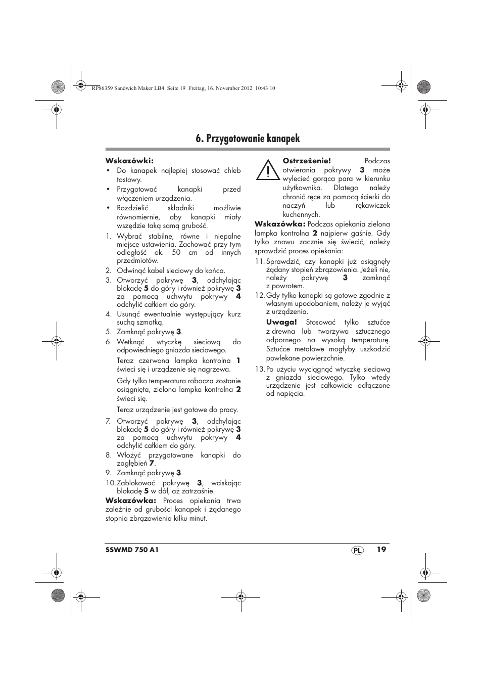 Przygotowanie kanapek | Silvercrest SSWMD 750 A1 User Manual | Page 21 / 78