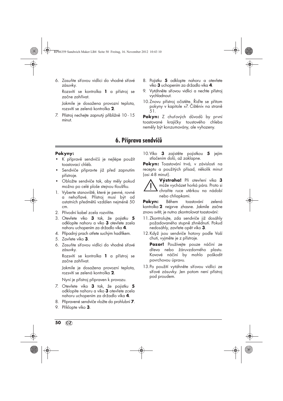 Příprava sendvičů | Silvercrest SSWMD 750 A1 User Manual | Page 52 / 78