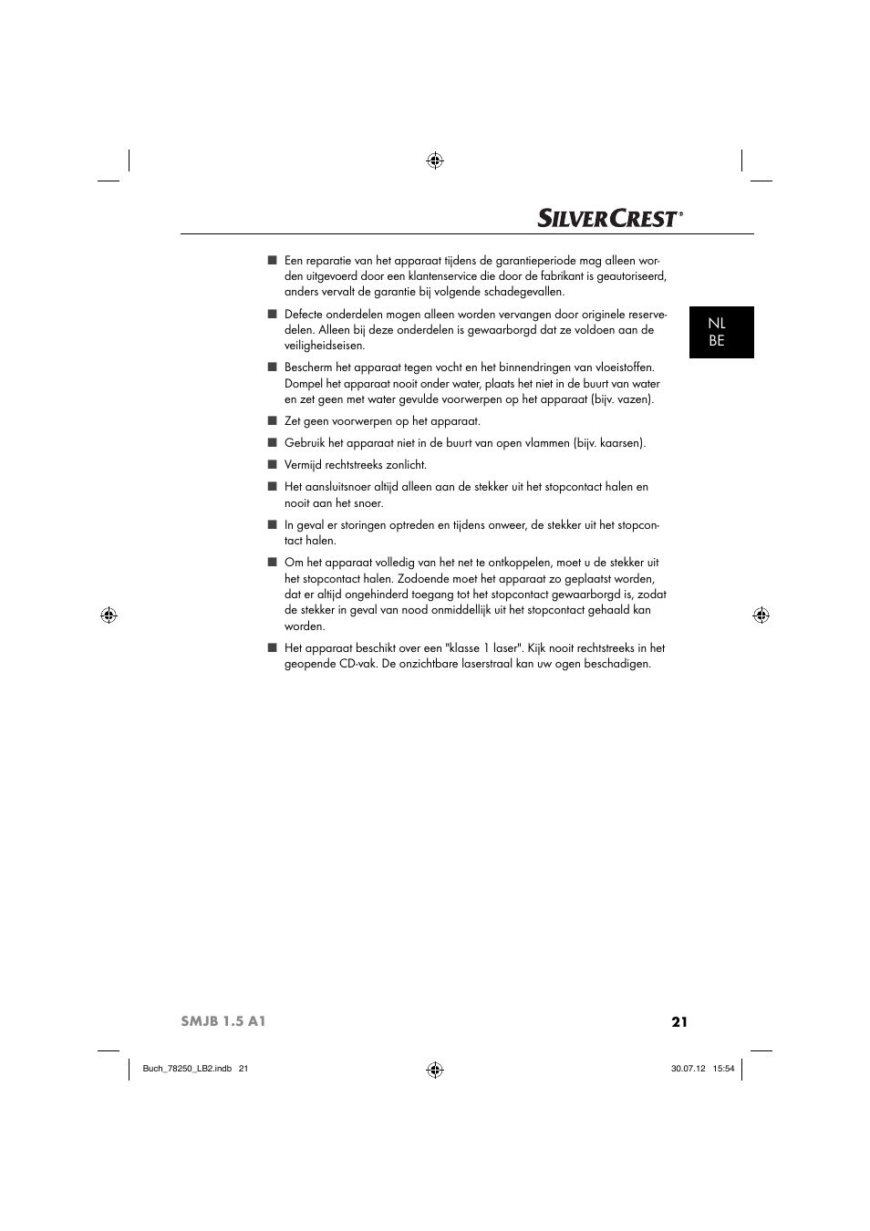 Nl be | Silvercrest SMJB 1.5 A1 User Manual | Page 24 / 68