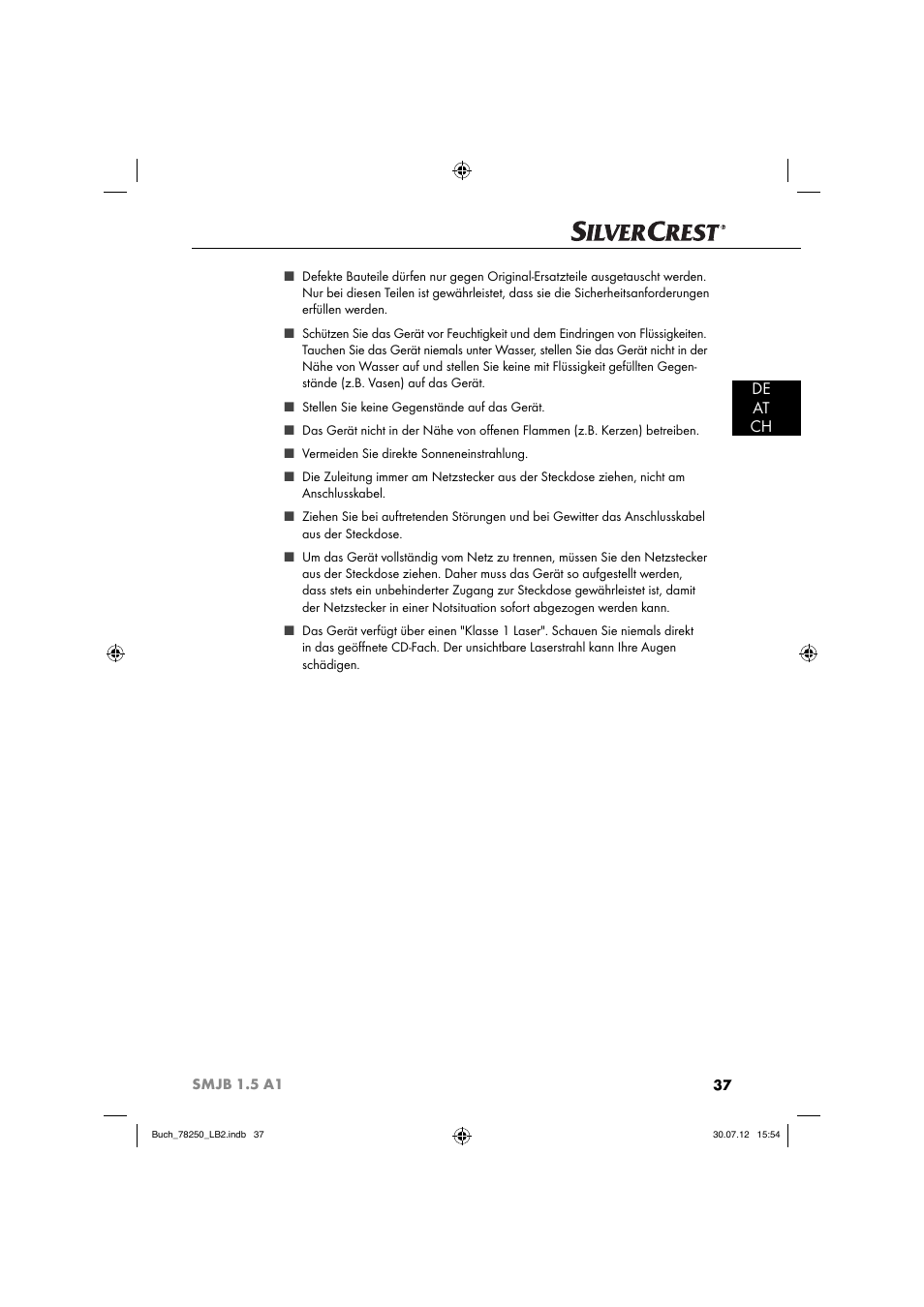 De at ch | Silvercrest SMJB 1.5 A1 User Manual | Page 40 / 68