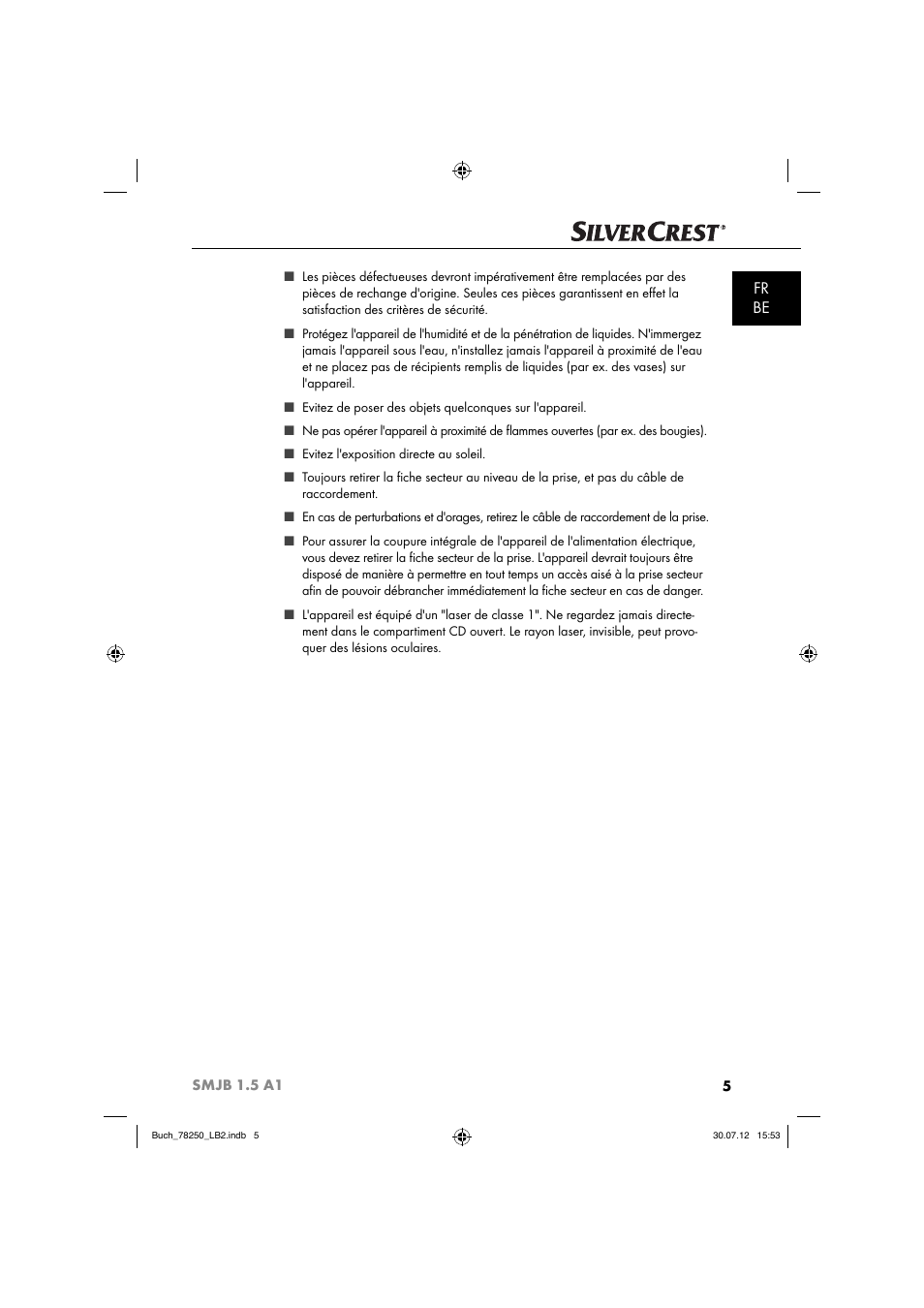 Fr be | Silvercrest SMJB 1.5 A1 User Manual | Page 8 / 68