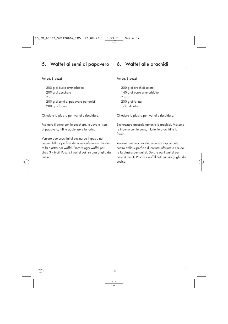Waffel ai semi di papavero, Waffel alle arachidi | Silvercrest Delicious Waffle Recipes User Manual | Page 15 / 50