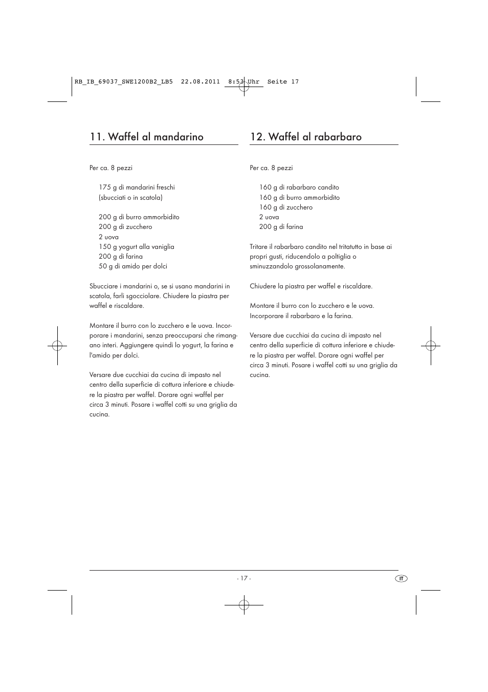 Waffel al mandarino, Waffel al rabarbaro | Silvercrest Delicious Waffle Recipes User Manual | Page 18 / 50