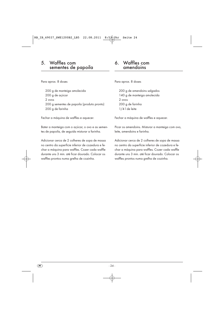 Waffles com sementes de papoila, Waffles com amendoins | Silvercrest Delicious Waffle Recipes User Manual | Page 25 / 50