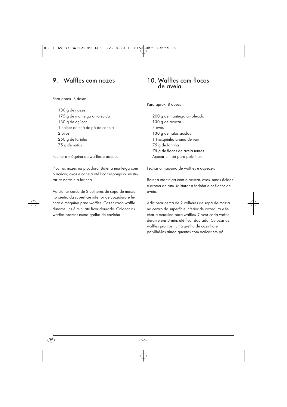 Waffles com nozes, Waffles com flocos de aveia | Silvercrest Delicious Waffle Recipes User Manual | Page 27 / 50