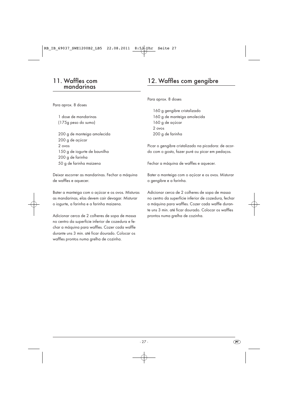Waffles com mandarinas, Waffles com gengibre | Silvercrest Delicious Waffle Recipes User Manual | Page 28 / 50
