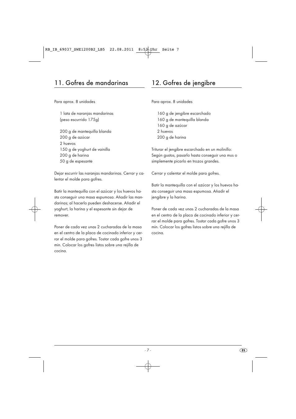 Gofres de mandarinas, Gofres de jengibre | Silvercrest Delicious Waffle Recipes User Manual | Page 8 / 50