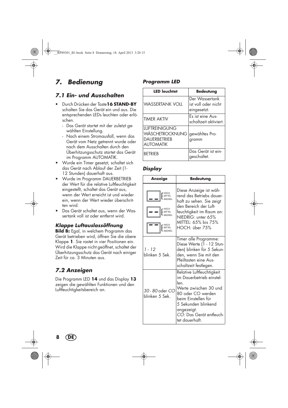 Bedienung, 1 ein- und ausschalten, 2 anzeigen | Silvercrest SLE 420 A1 User Manual | Page 10 / 74