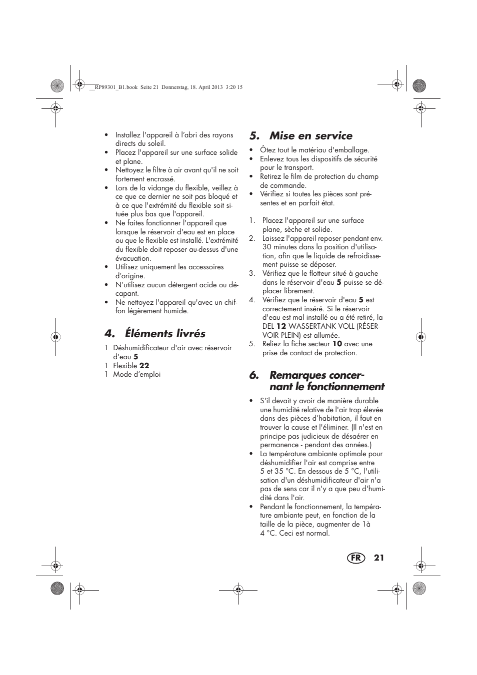 Éléments livrés, Mise en service, Remarques concer- nant le fonctionnement | Silvercrest SLE 420 A1 User Manual | Page 23 / 74