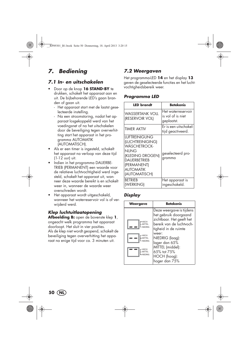 Bediening, 1 in- en uitschakelen, 2 weergaven | Silvercrest SLE 420 A1 User Manual | Page 52 / 74