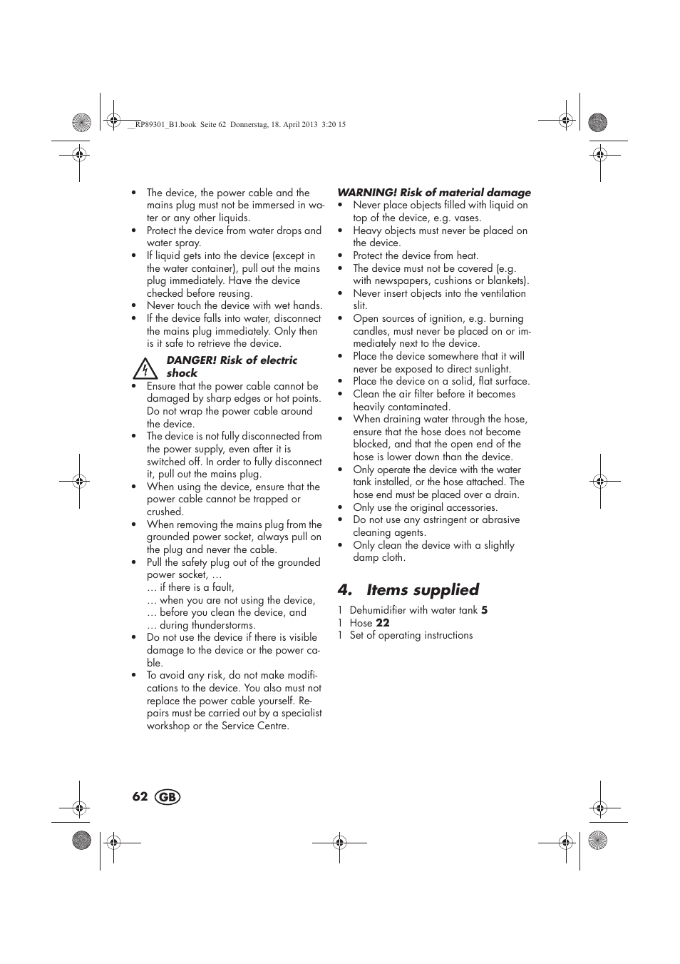 Items supplied | Silvercrest SLE 420 A1 User Manual | Page 64 / 74