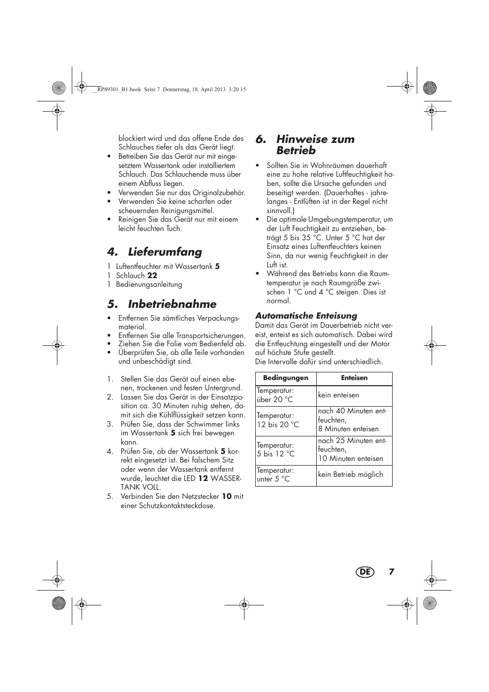 Lieferumfang, Inbetriebnahme, Hinweise zum betrieb | Silvercrest SLE 420 A1 User Manual | Page 9 / 74