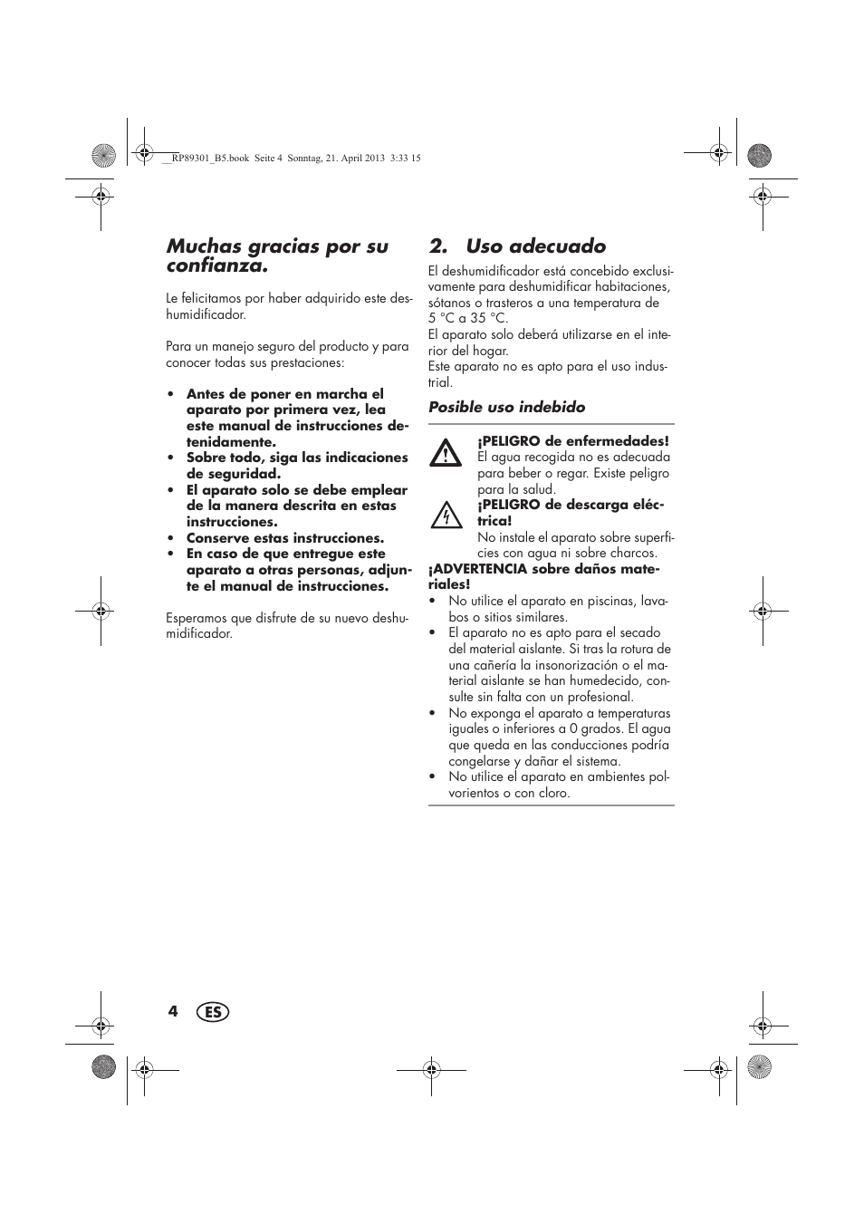 Muchas gracias por su confianza, Uso adecuado | Silvercrest SLE 420 A1 User Manual | Page 6 / 74