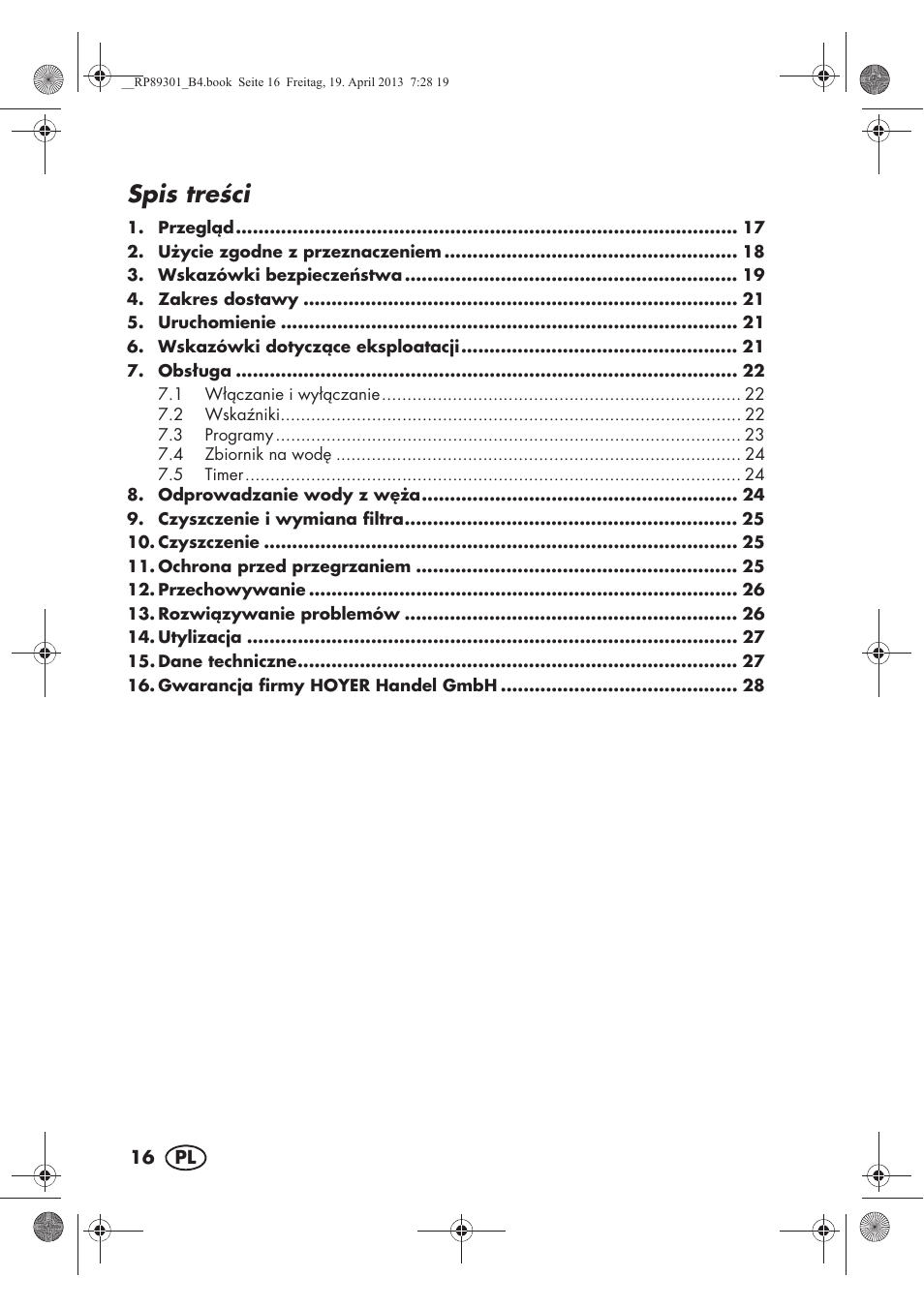 Spis treci | Silvercrest SLE 420 A1 User Manual | Page 18 / 100