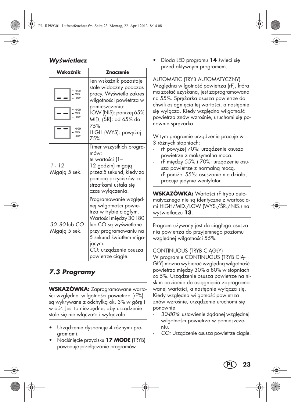 3 programy | Silvercrest SLE 420 A1 User Manual | Page 25 / 100