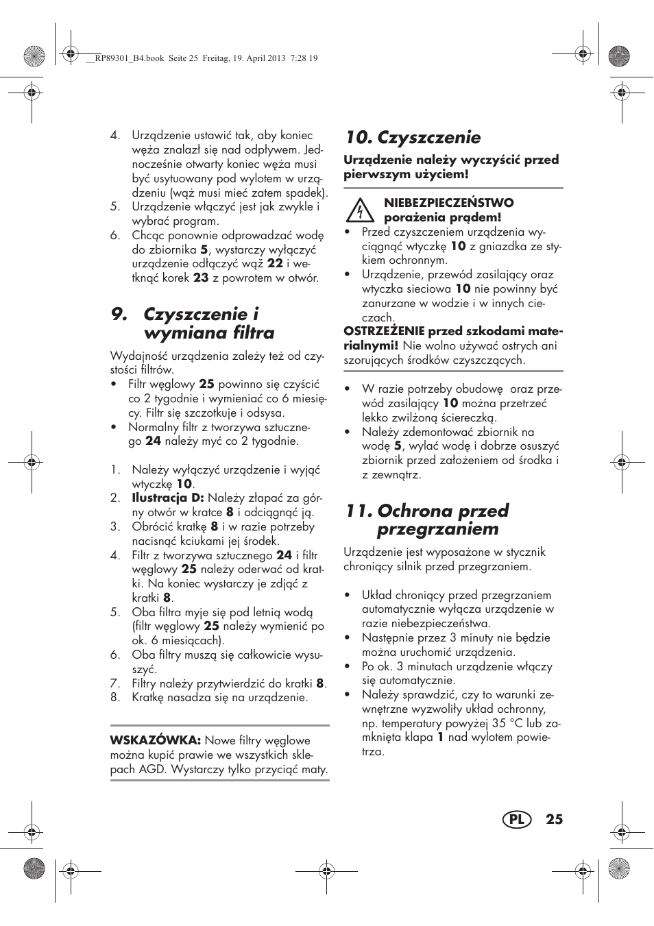 Czyszczenie i wymiana filtra, Czyszczenie, Ochrona przed przegrzaniem | Silvercrest SLE 420 A1 User Manual | Page 27 / 100
