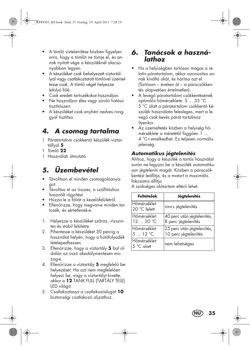 A csomag tartalma, Üzembevétel, Tanácsok a haszná- lathoz | Silvercrest SLE 420 A1 User Manual | Page 37 / 100