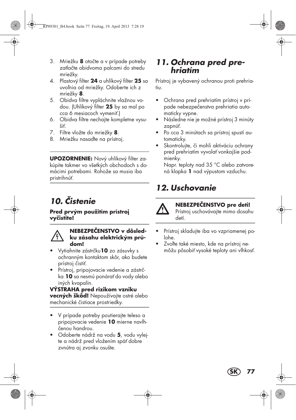istenie, Ochrana pred pre- hriatím, Uschovanie | Silvercrest SLE 420 A1 User Manual | Page 79 / 100