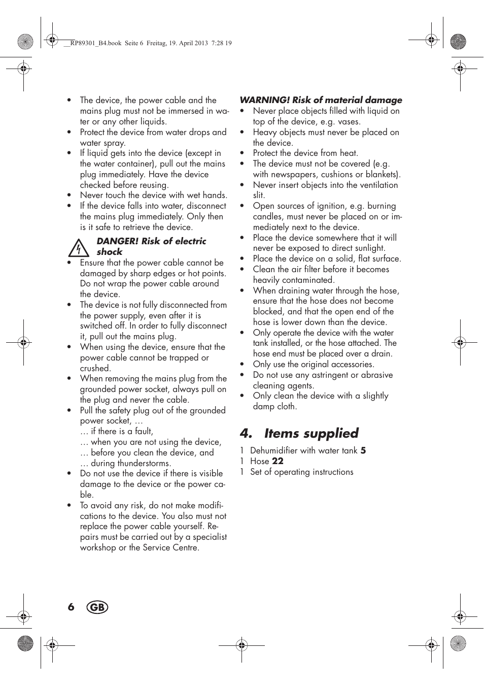 Items supplied | Silvercrest SLE 420 A1 User Manual | Page 8 / 100