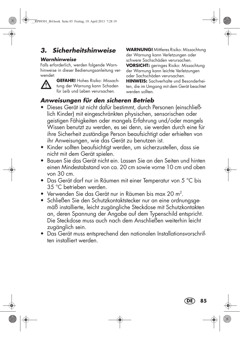 Sicherheitshinweise | Silvercrest SLE 420 A1 User Manual | Page 87 / 100