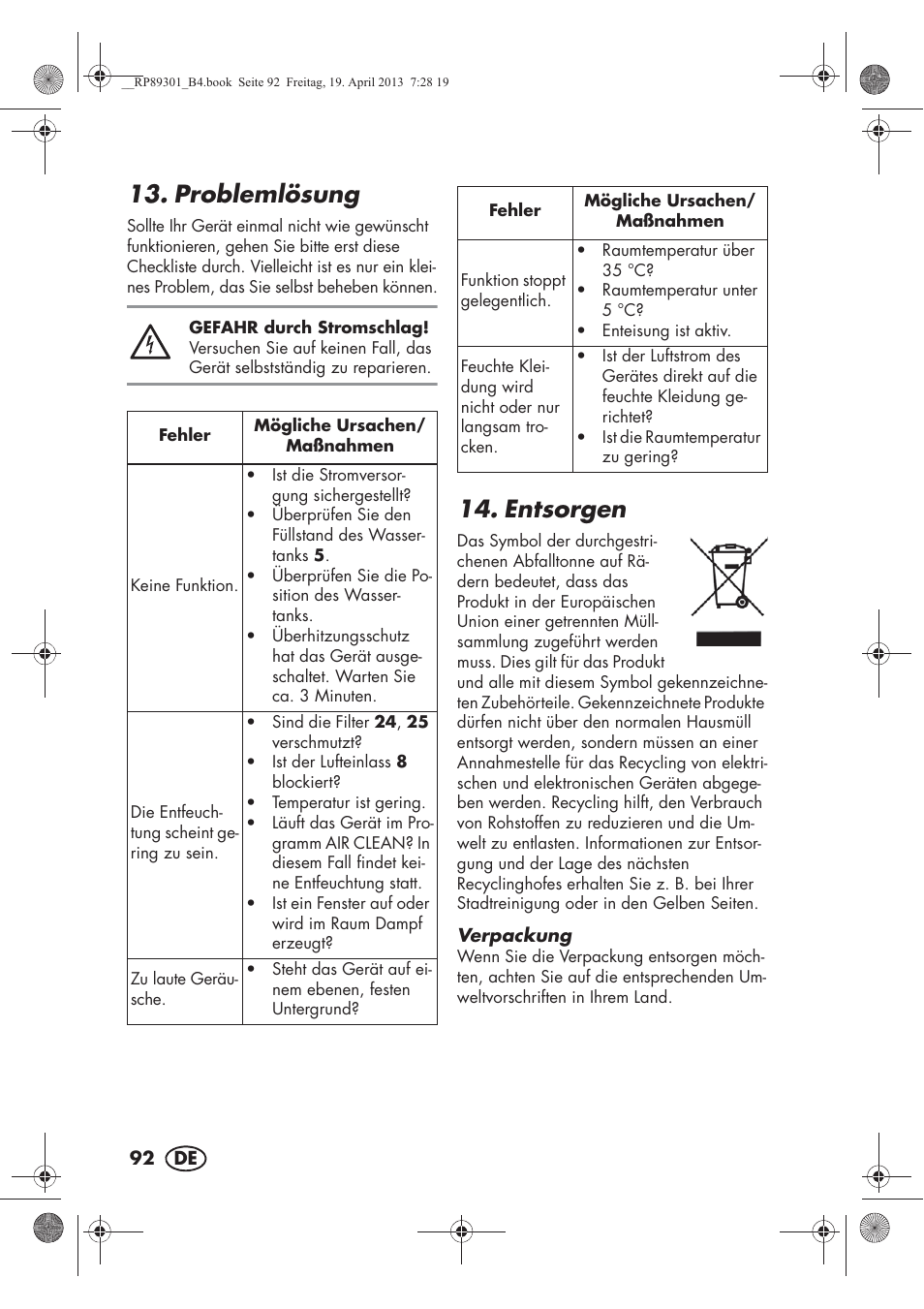 Problemlösung, Entsorgen | Silvercrest SLE 420 A1 User Manual | Page 94 / 100