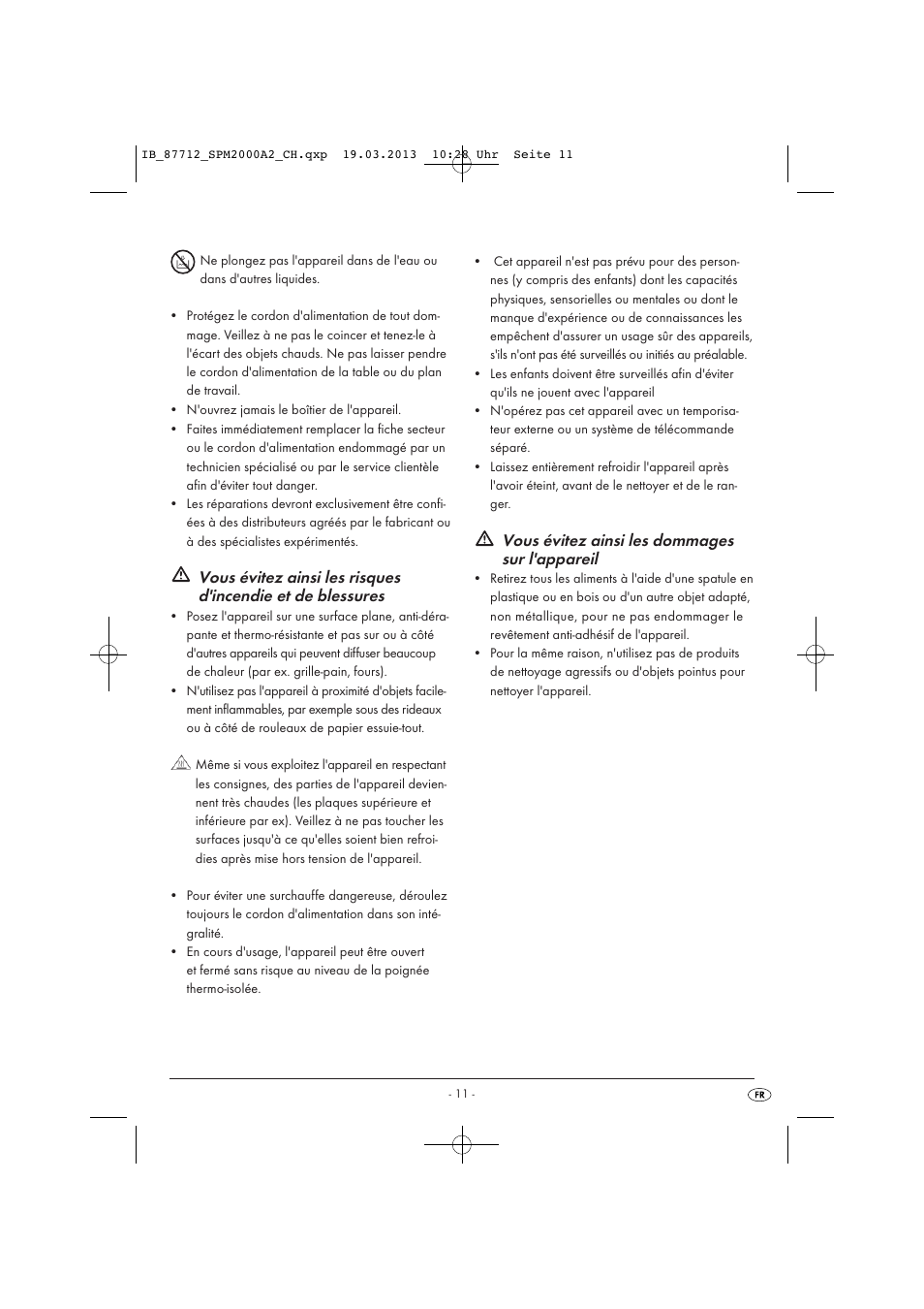 Vous évitez ainsi les dommages sur l'appareil | Silvercrest SPM 2000 A2 User Manual | Page 14 / 35