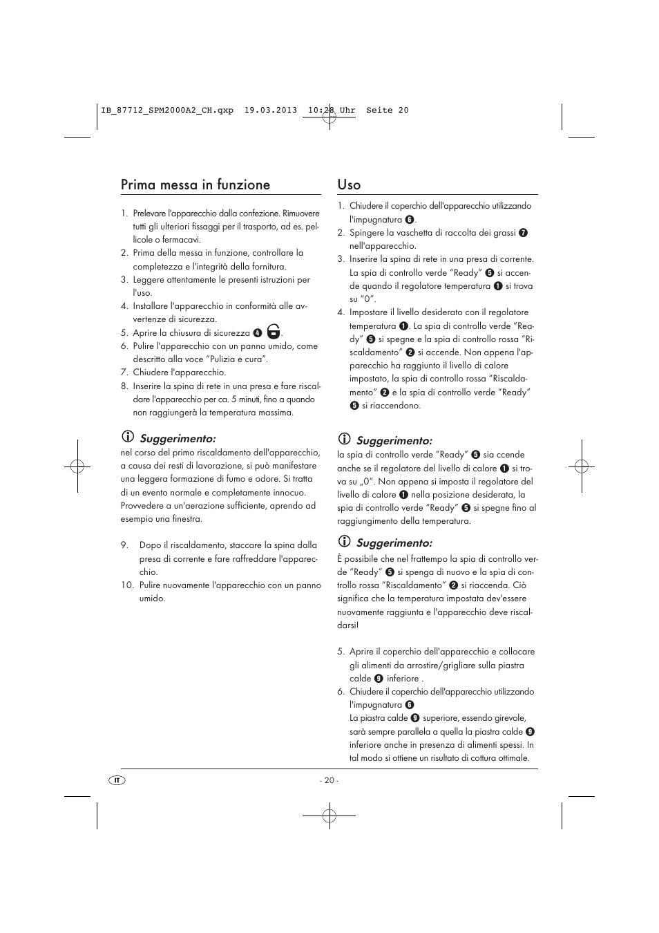 Prima messa in funzione, Suggerimento | Silvercrest SPM 2000 A2 User Manual | Page 23 / 35