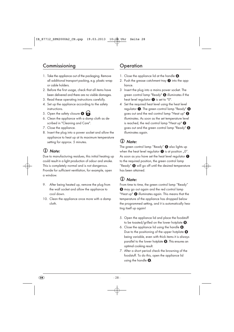 Commissioning, Operation | Silvercrest SPM 2000 A2 User Manual | Page 31 / 35