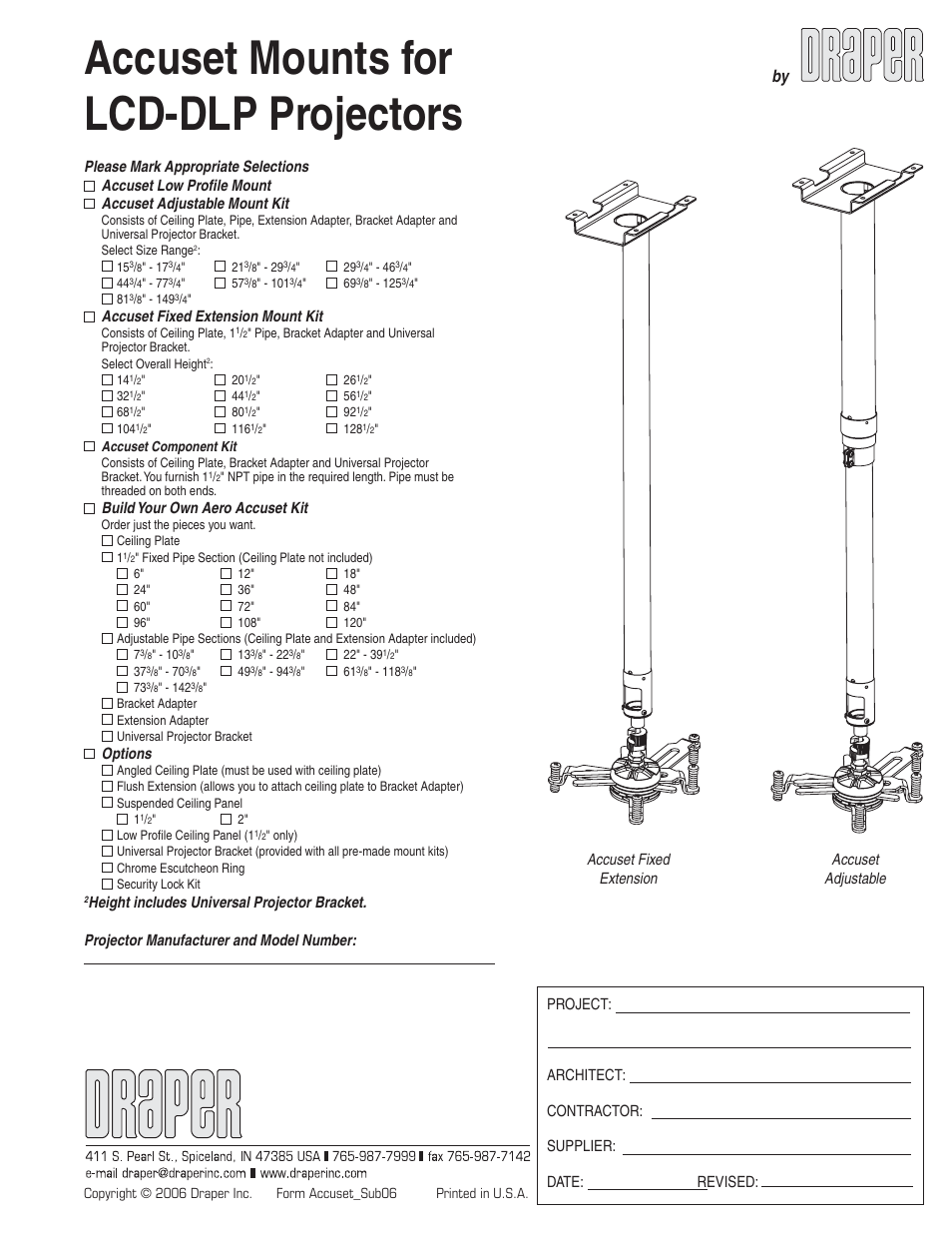 Draper LCD-DLP Projectors User Manual | 4 pages