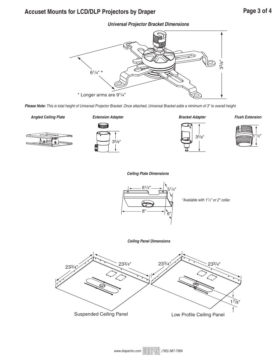 Draper LCD-DLP Projectors User Manual | Page 3 / 4