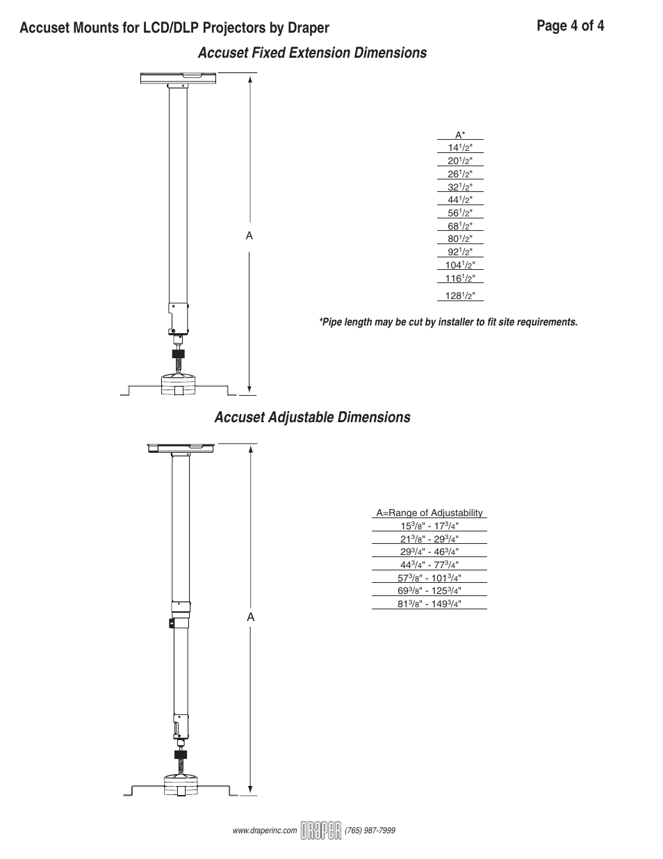 Draper LCD-DLP Projectors User Manual | Page 4 / 4