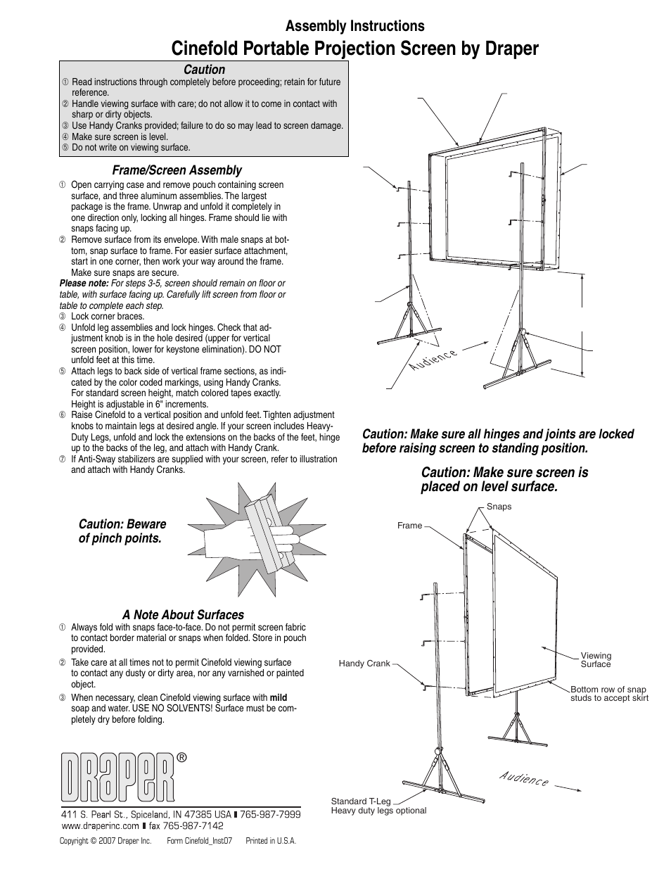 Draper Cinefold User Manual | 2 pages