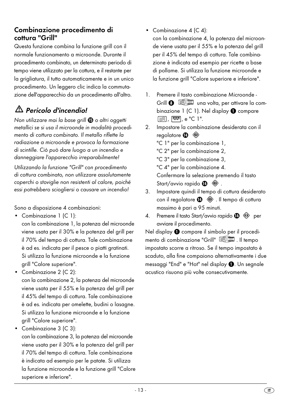 Combinazione procedimento di cottura 