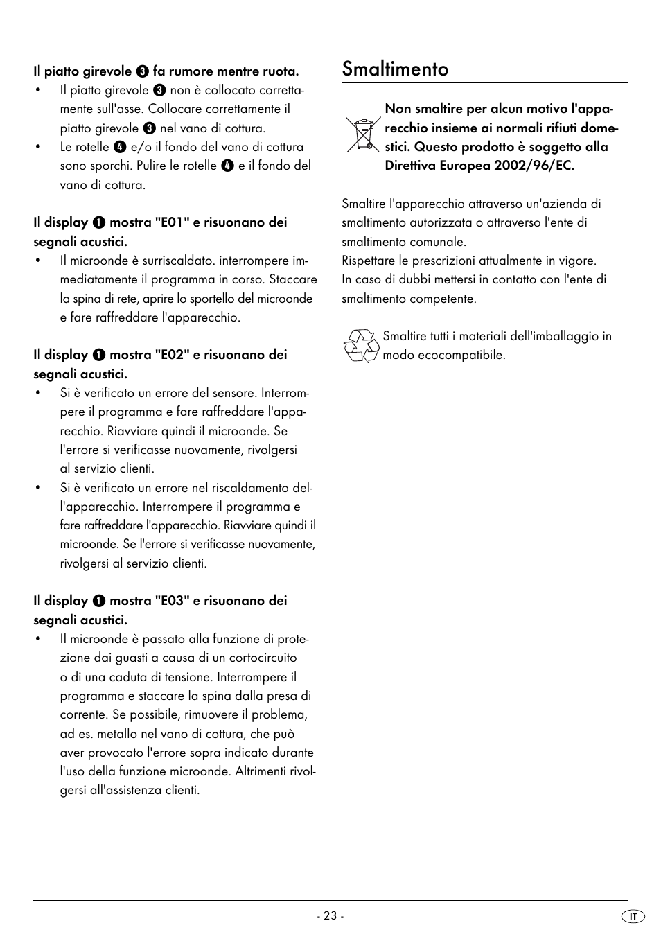 Smaltimento | Silvercrest SMW 900 EDS B2 User Manual | Page 26 / 100