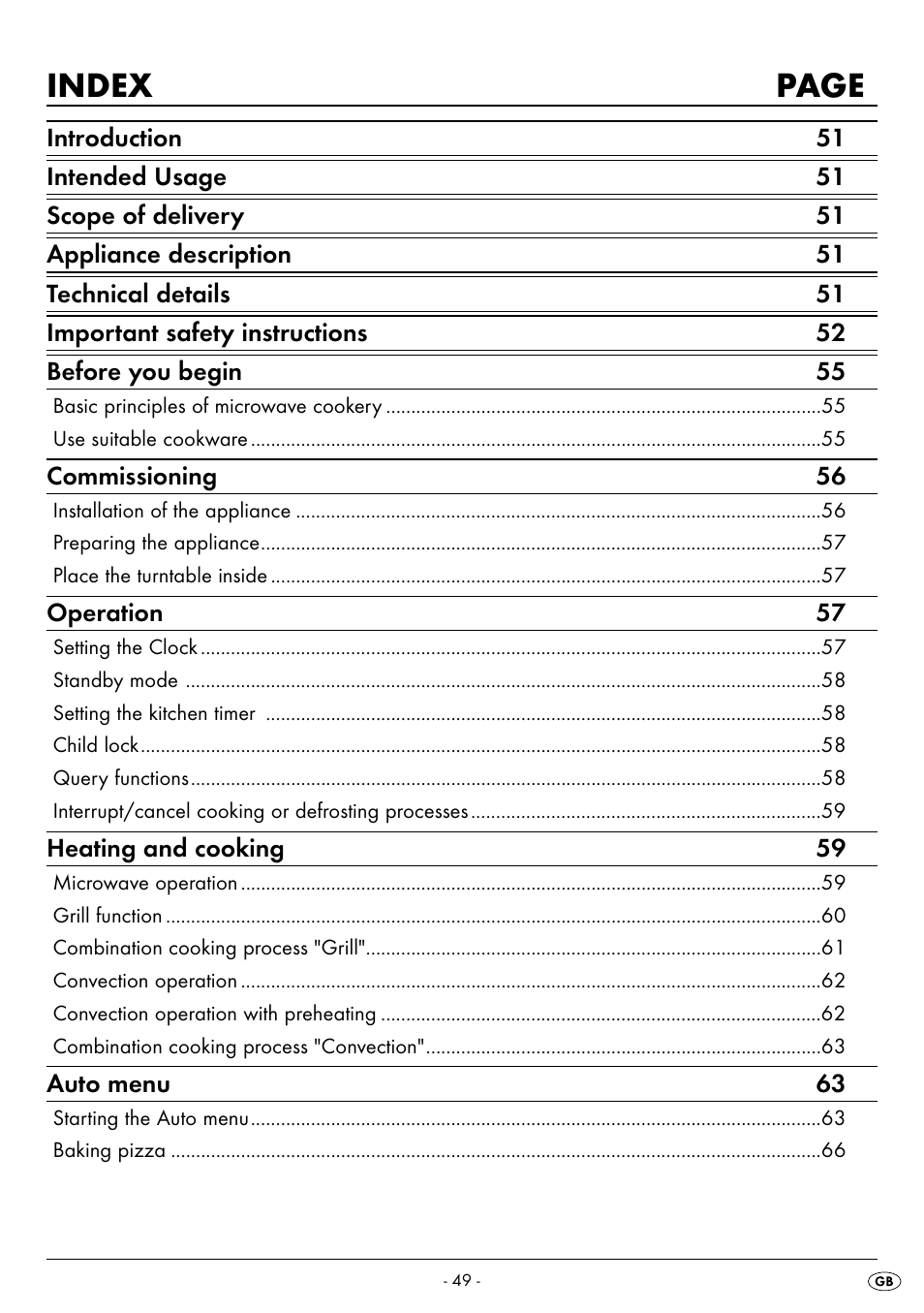 Index page | Silvercrest SMW 900 EDS B2 User Manual | Page 52 / 100