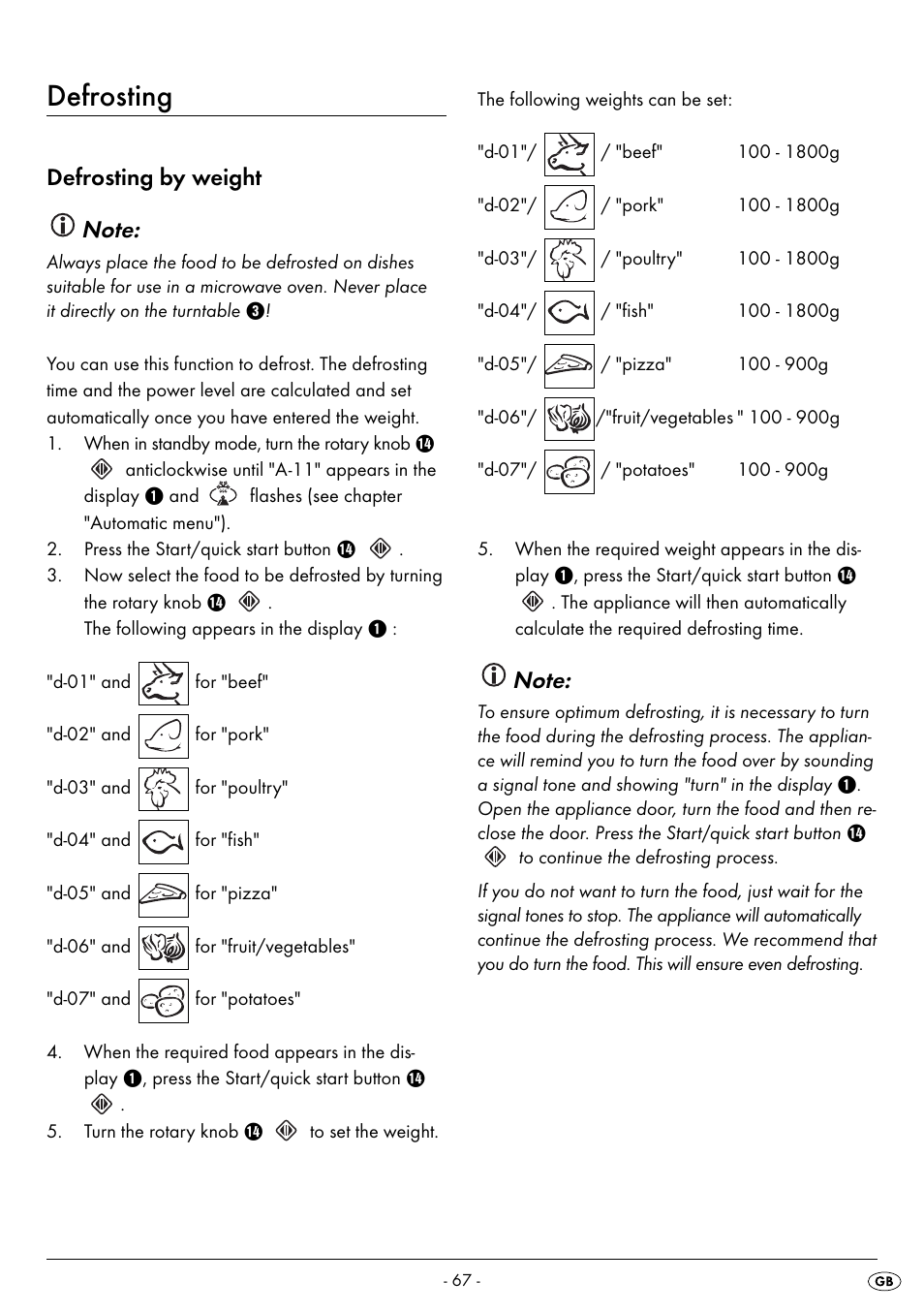 Defrosting | Silvercrest SMW 900 EDS B2 User Manual | Page 70 / 100