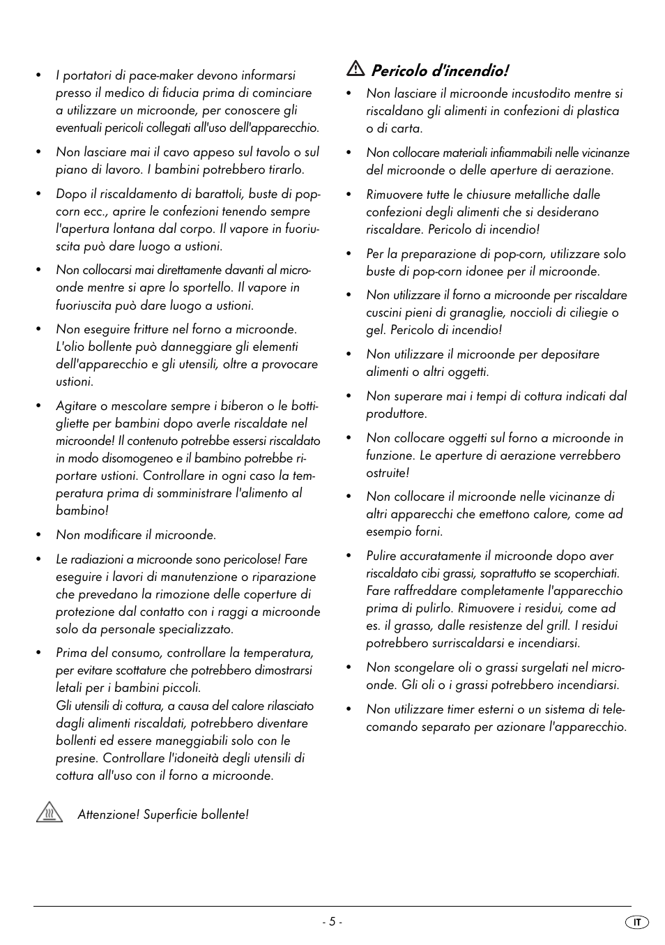 Pericolo d'incendio | Silvercrest SMW 900 EDS B2 User Manual | Page 8 / 100