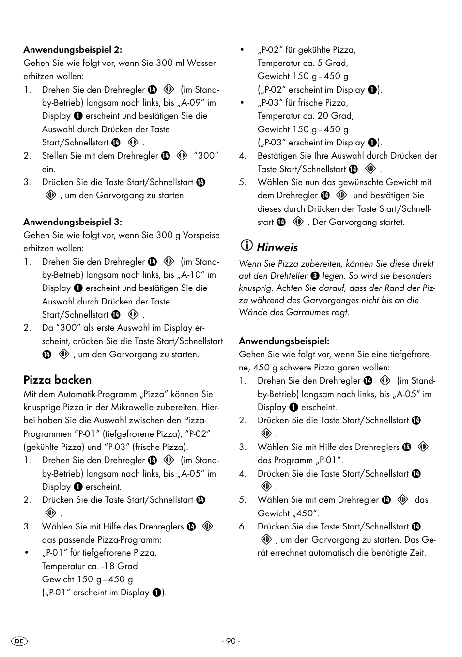 Pizza backen, Hinweis | Silvercrest SMW 900 EDS B2 User Manual | Page 93 / 100