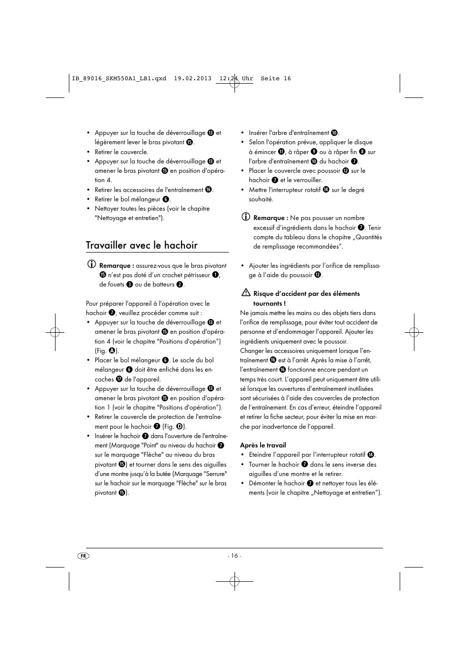 Travailler avec le hachoir | Silvercrest SKM 550 A1 User Manual | Page 20 / 55