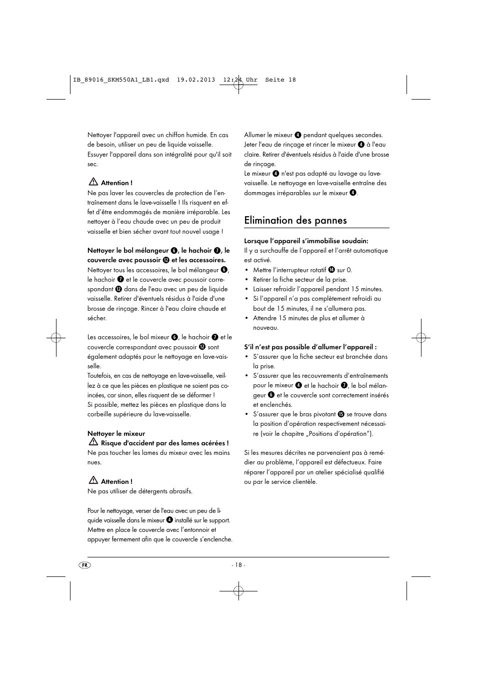 Elimination des pannes | Silvercrest SKM 550 A1 User Manual | Page 22 / 55