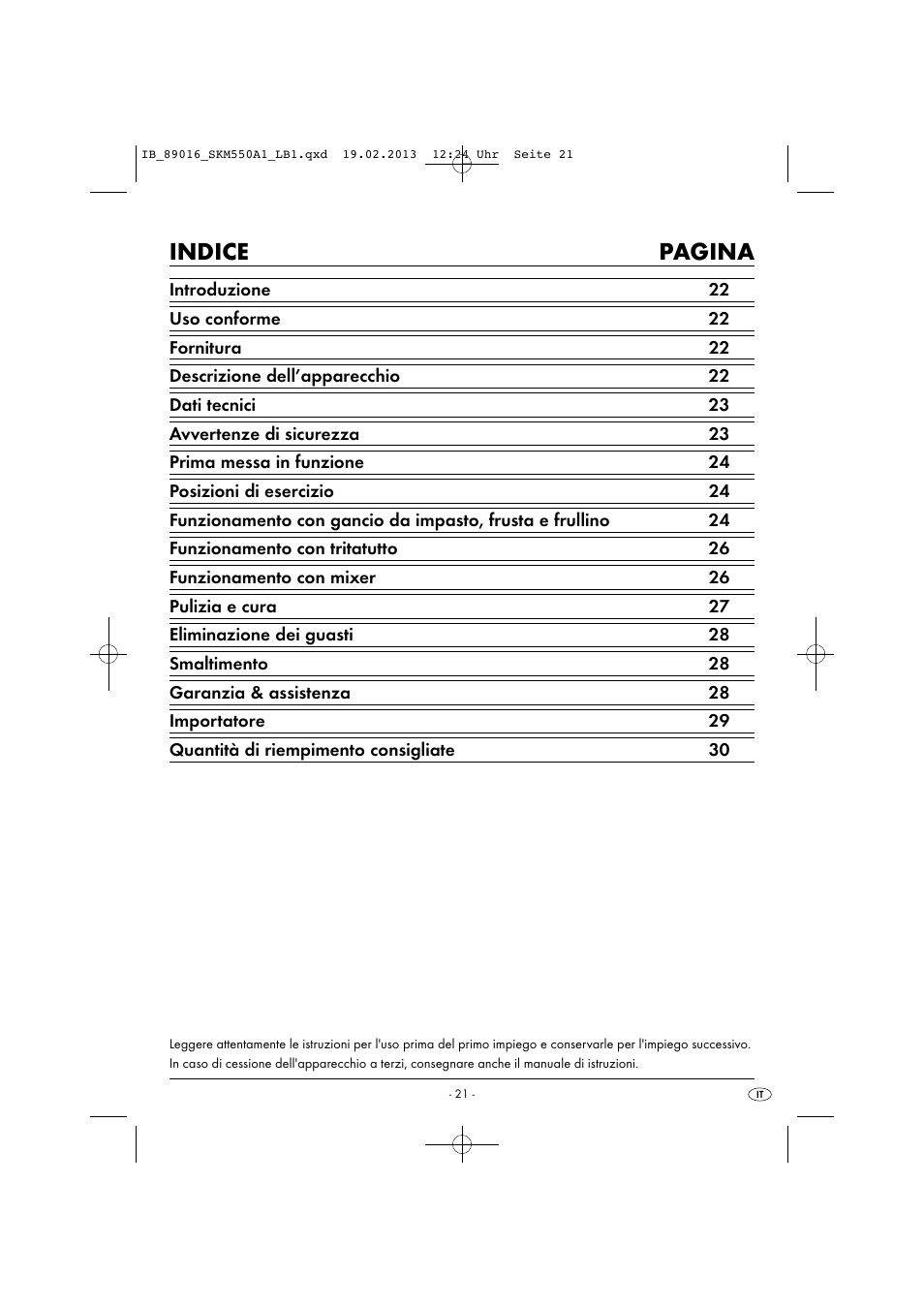 Indice pagina | Silvercrest SKM 550 A1 User Manual | Page 25 / 55