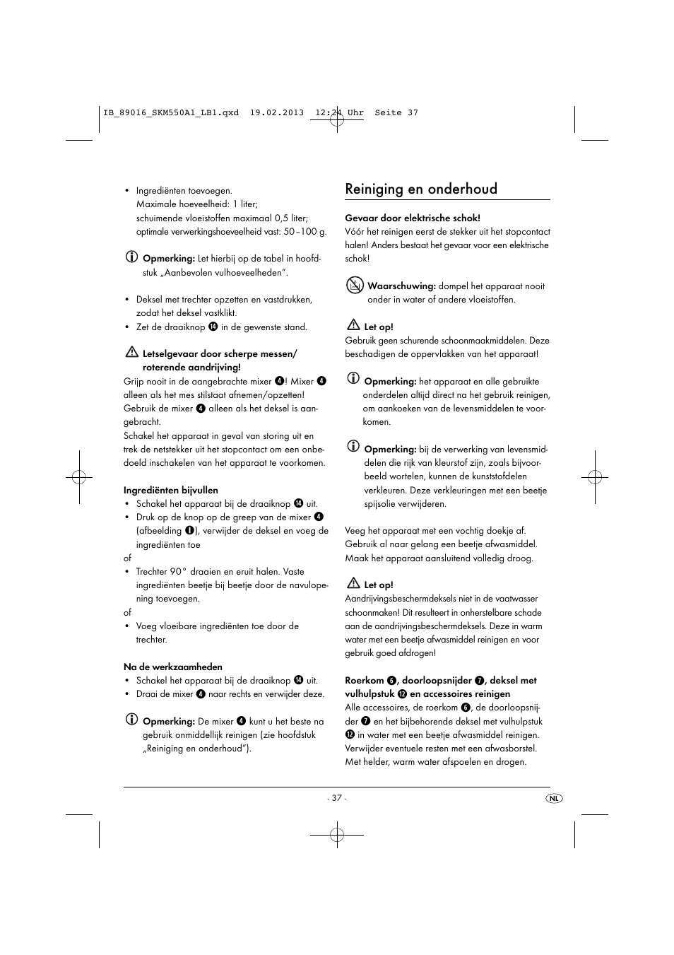 Reiniging en onderhoud | Silvercrest SKM 550 A1 User Manual | Page 41 / 55