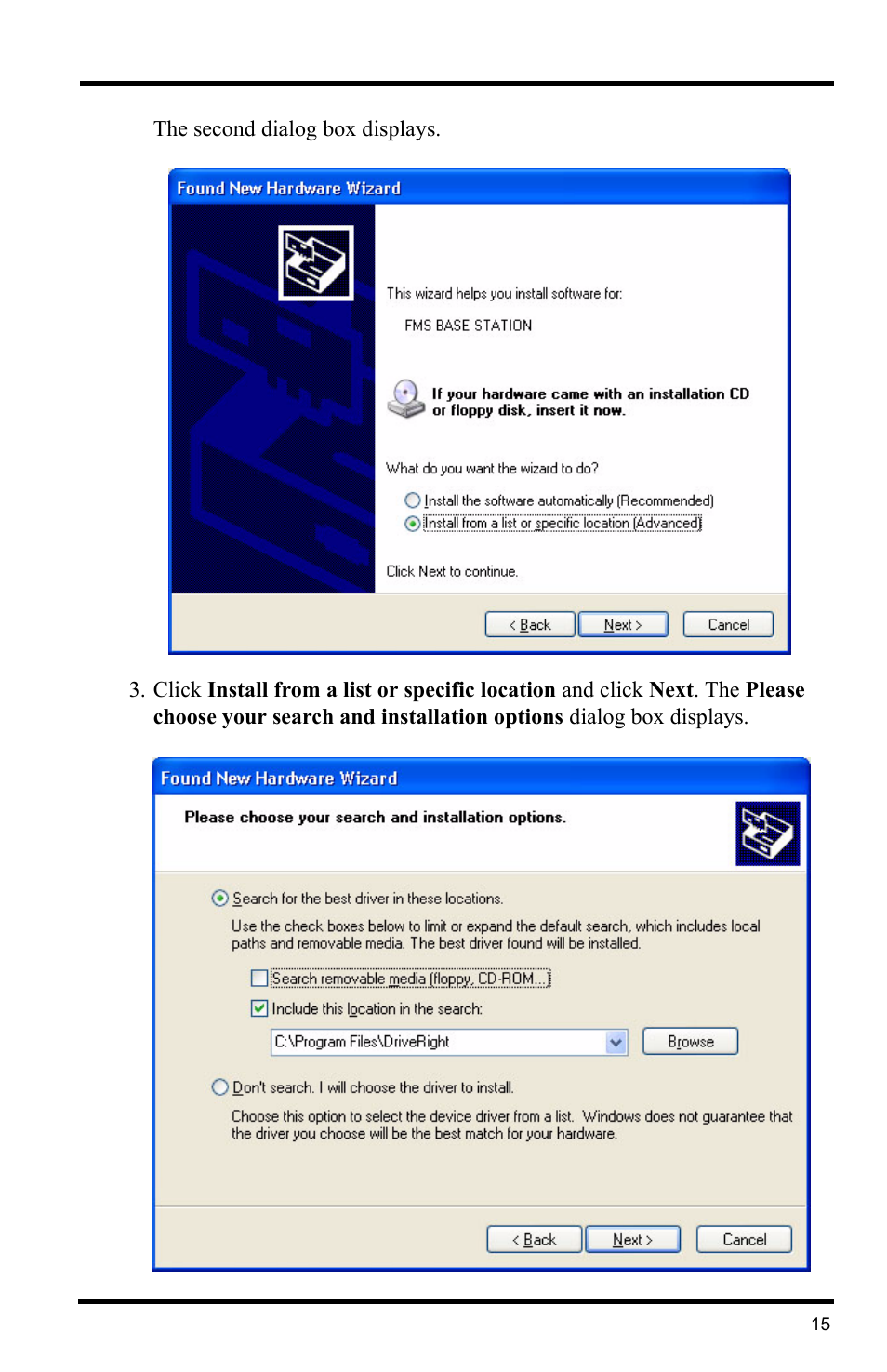 The second dialog box displays | Davis Instruments DRIVERIGHT 8186 User Manual | Page 19 / 32
