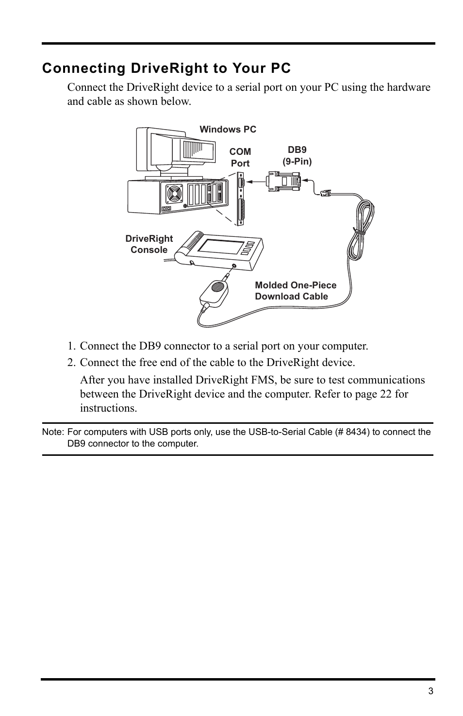 Connecting driveright to your pc | Davis Instruments DRIVERIGHT 8186 User Manual | Page 7 / 32